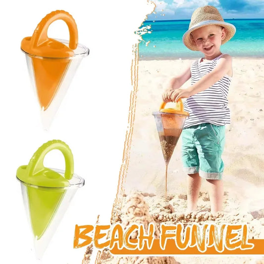 Funnel game for mixing sand and water